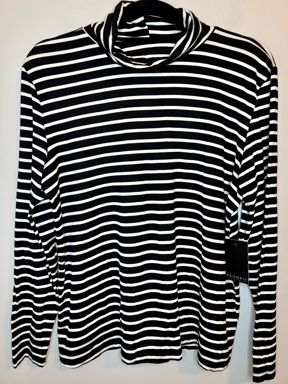 ELOQUII Black White Striped Turtleneck Top Plus Size 18/20 NWT